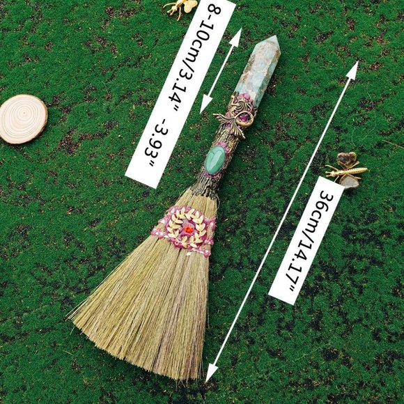 Magic Sweeper Blue Apatite Tower Broom 7.08"-7.87"Healing Crystal1Broom(AnyColor - Picture 2 of 7